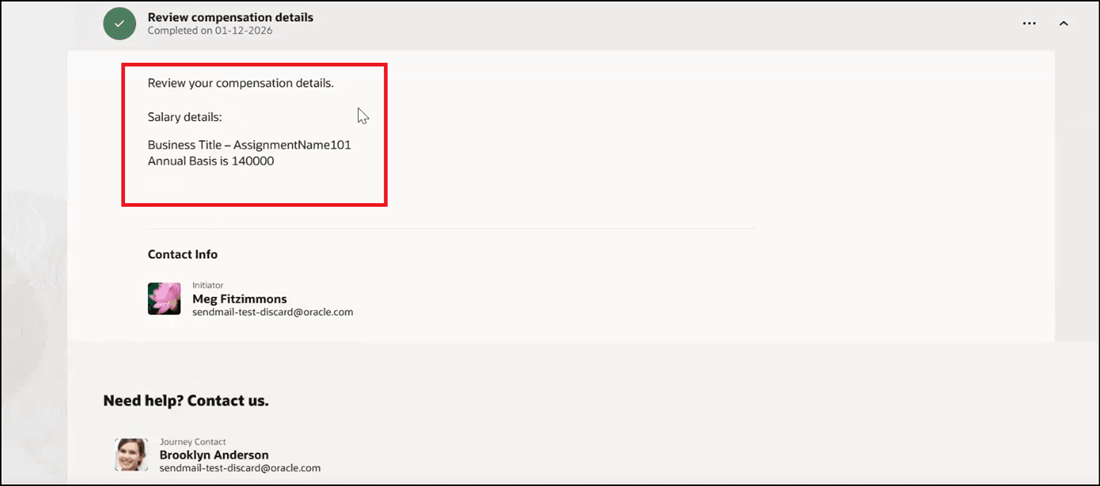 タスク完了後のタスク・ノートの表示