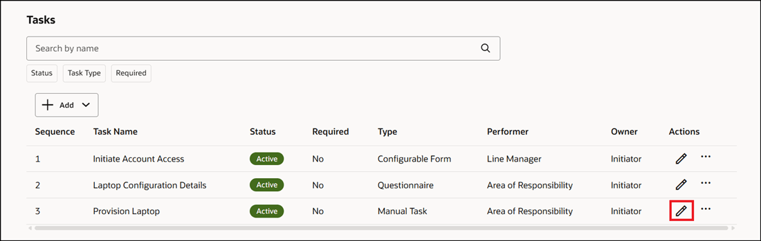 先行タスクを表示するように構成されたタスク