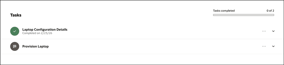 ITアナリストが先行タスクを表示する前にHR管理者によって完了されたタスク
