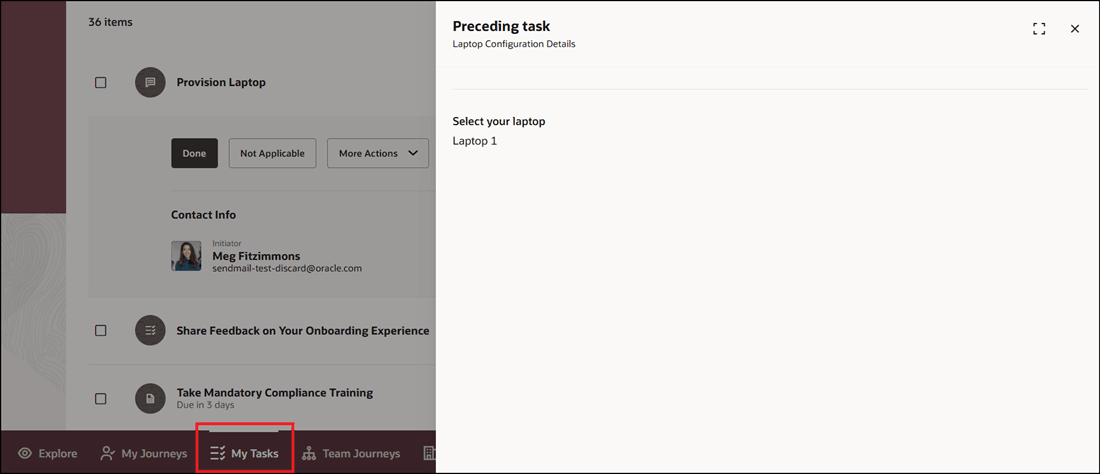 「自分のタスク」タブでの現在のタスクからの先行タスクの表示
