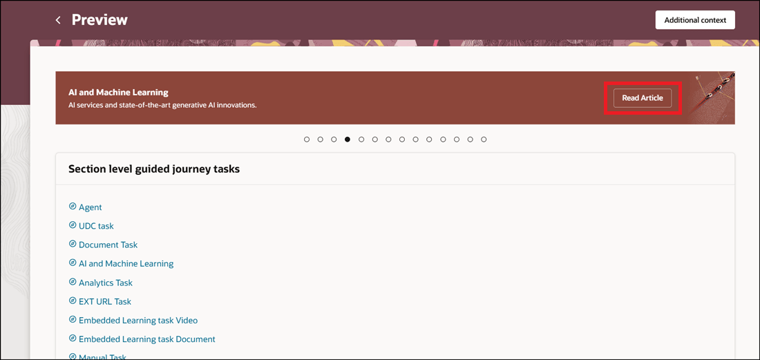 「タスク・バナー」から直接「アクション」をクリックします