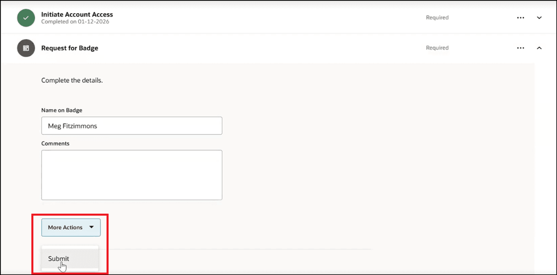 「送信」をクリックしてタスクを完了としてマークします