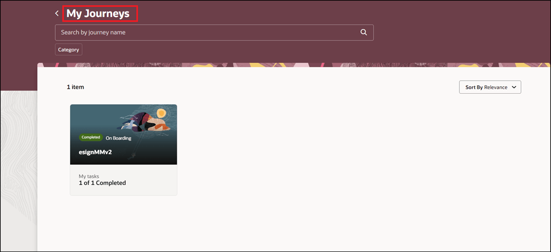 完了したジャーニが表示された「自分のジャーニ」ページへのディープ・リンク・ナビゲーション