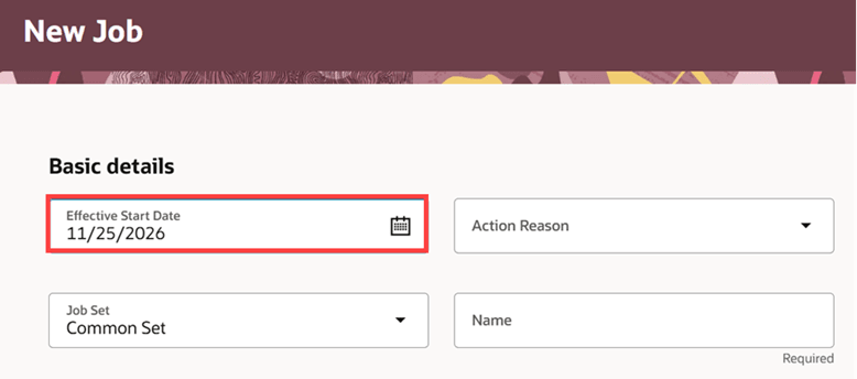 有効開始日がUS日付フォーマットで表示される新規職務ページ