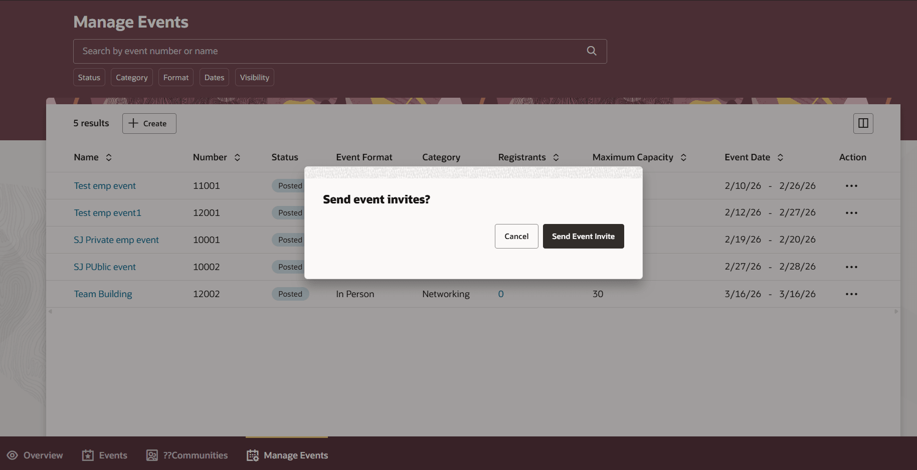 イベントを宣伝するための招待状の送信