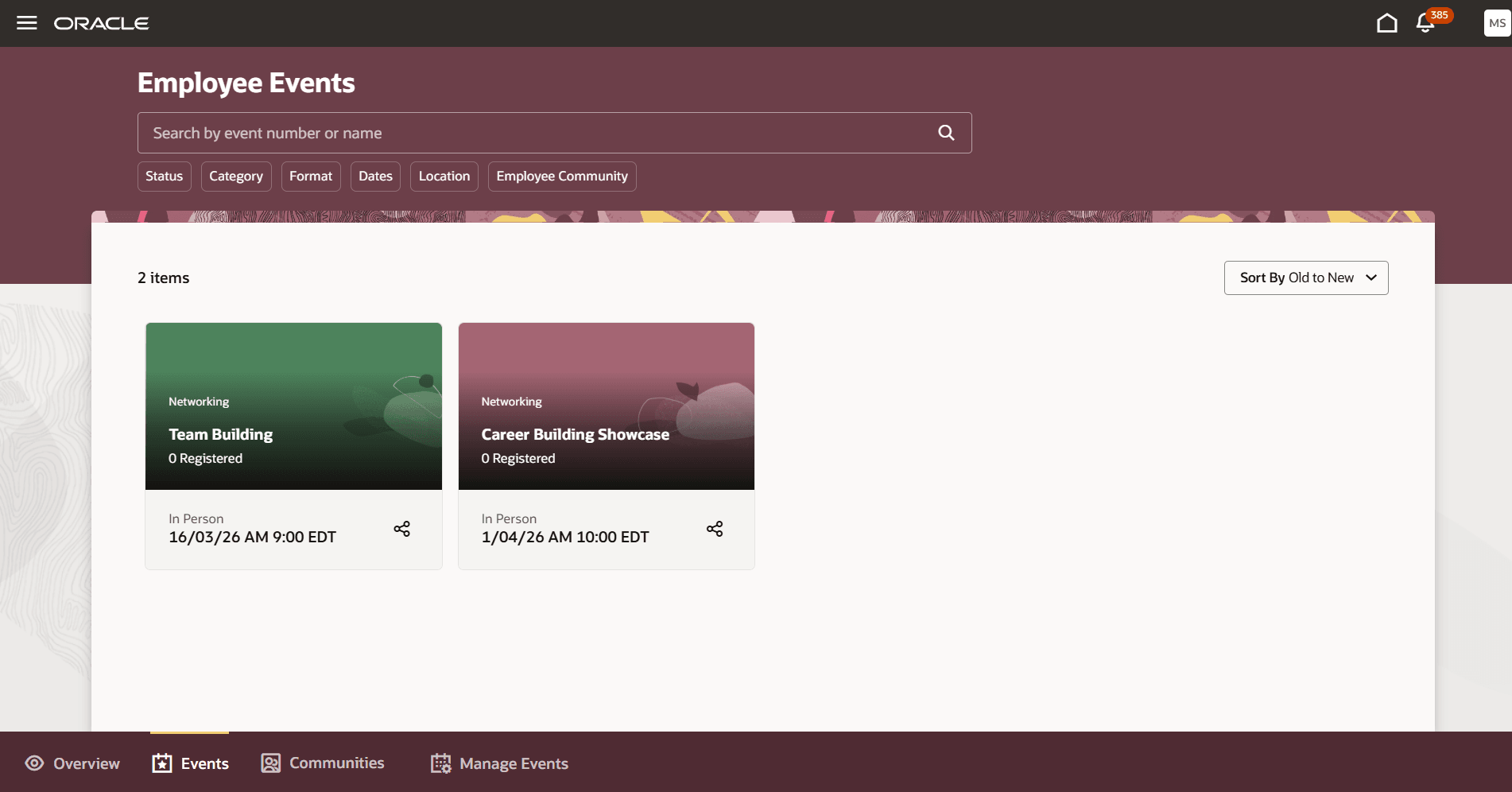 従業員イベント ページ
