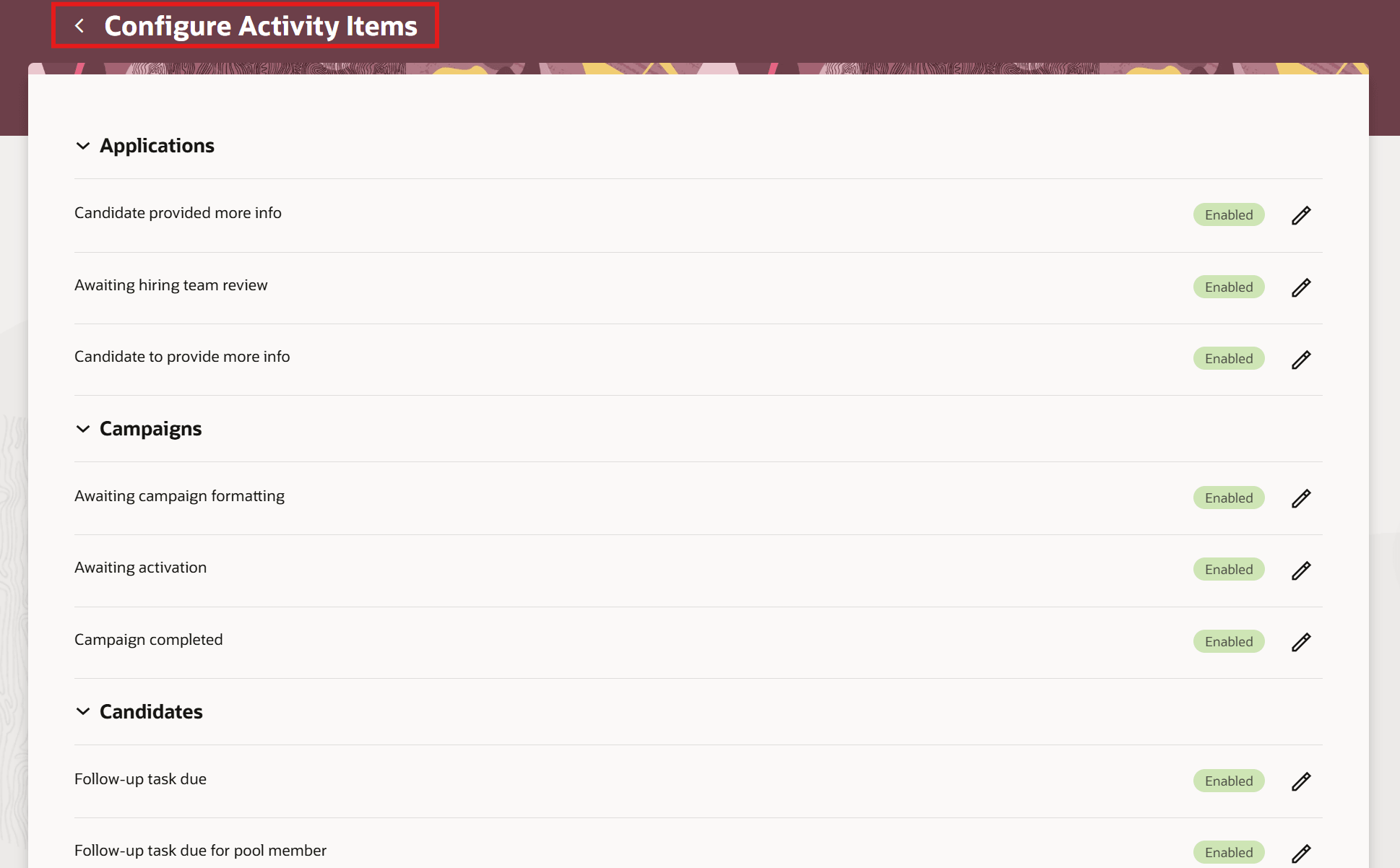 活動項目を設定