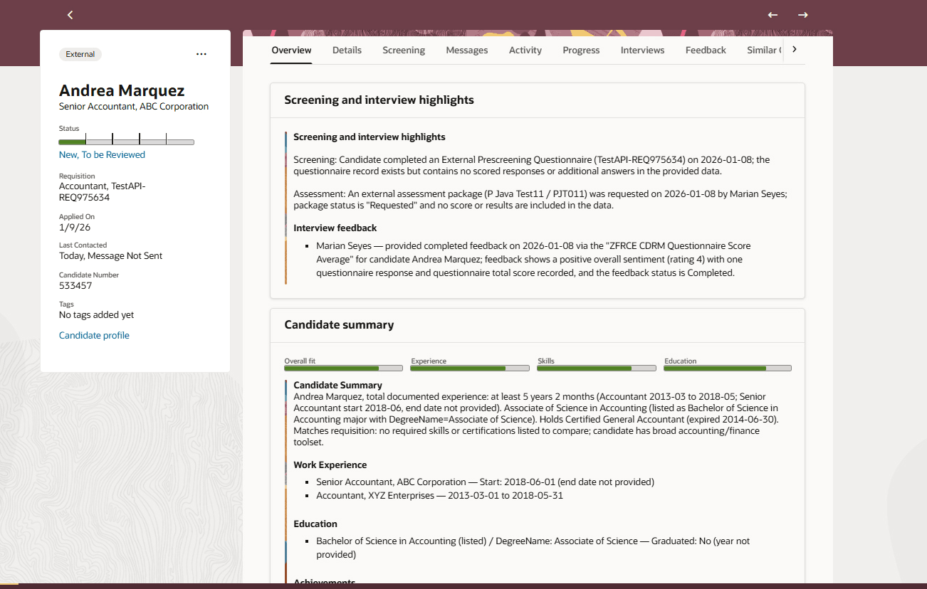 ジョブ応募の「概要」タブ