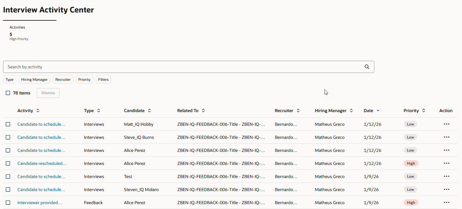 「アクティビティ・センター」タブ