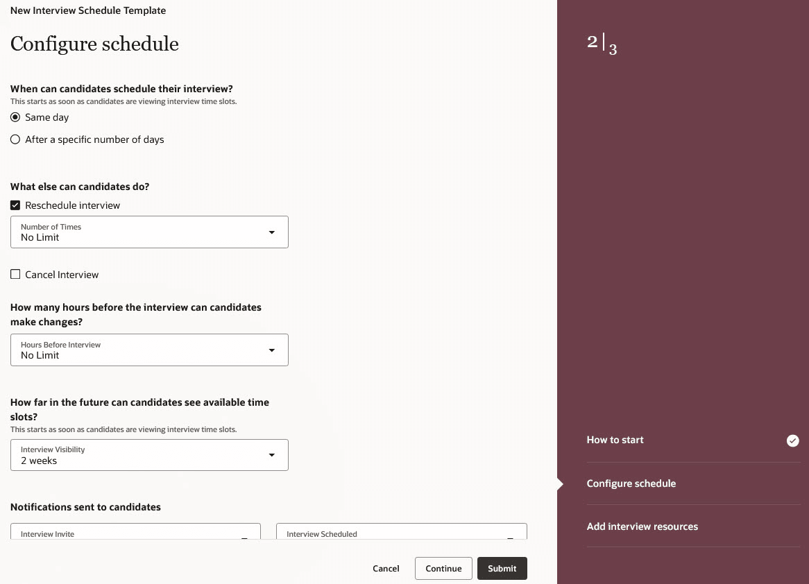 インタビュー・スケジュール・テンプレート作成時のスケジュール・セクションの構成