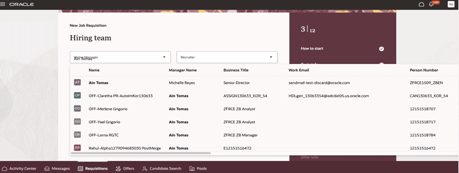 採用マネージャ・セレクタの値リスト