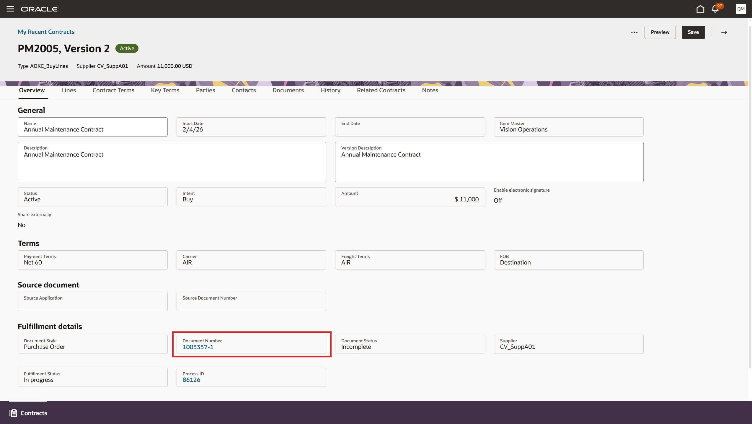 「契約概要」ページの履行詳細
