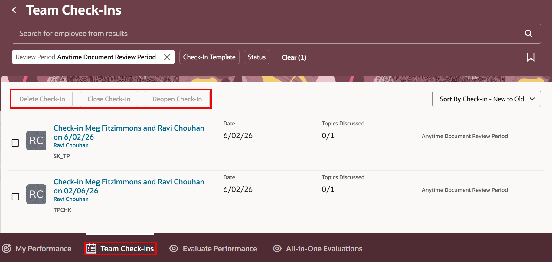 チーム・チェックイン・ページ