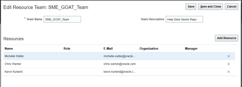 リソース・チームへのメンバーの追加