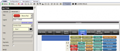 This figure shows a Combo Meal size key in the Page Design module.