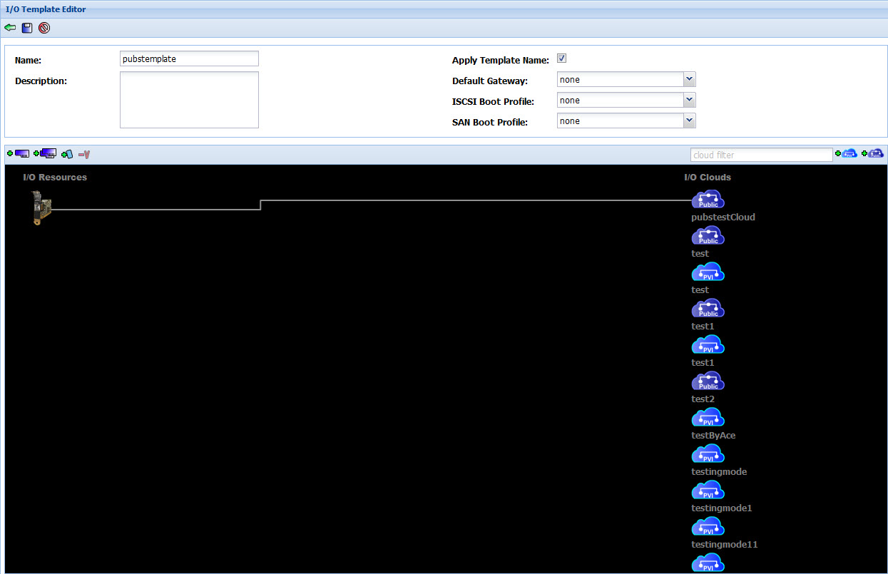 image:I/O 模板图中显示了连接到 EDR 公共云的单个 VNIC。