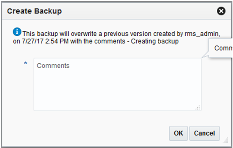 Create Backup Dialog