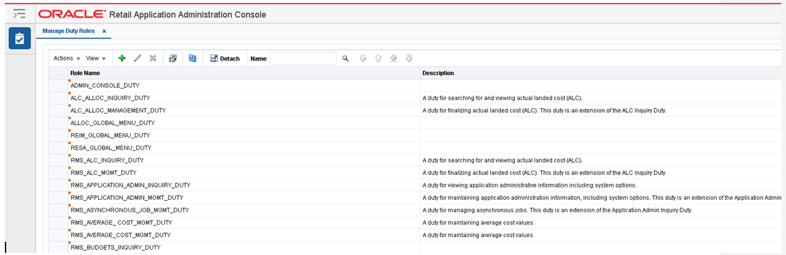 Manage Duty Roles Screen