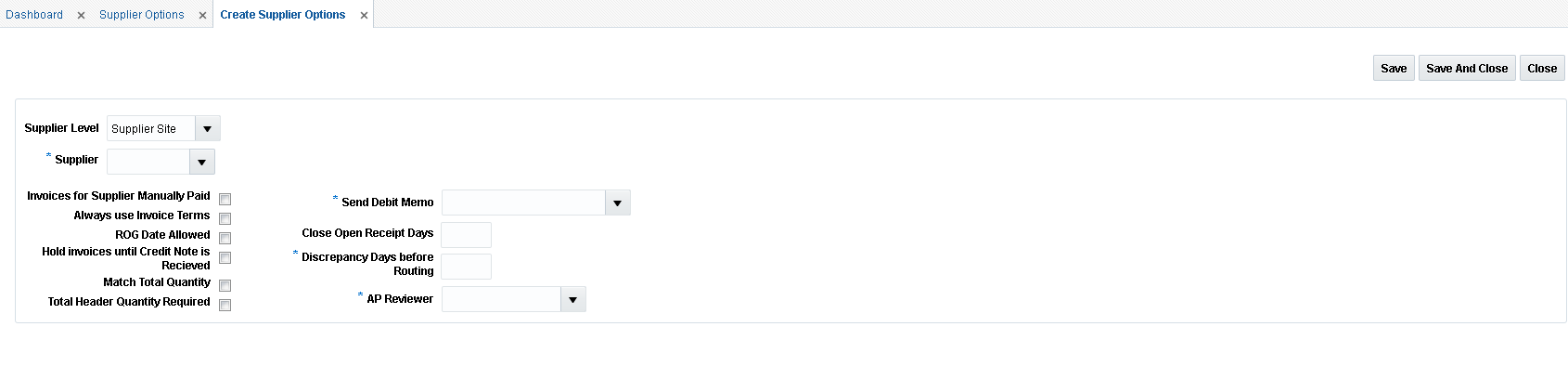 Create Supplier Site