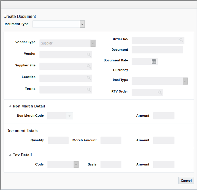 Create Document Dialog