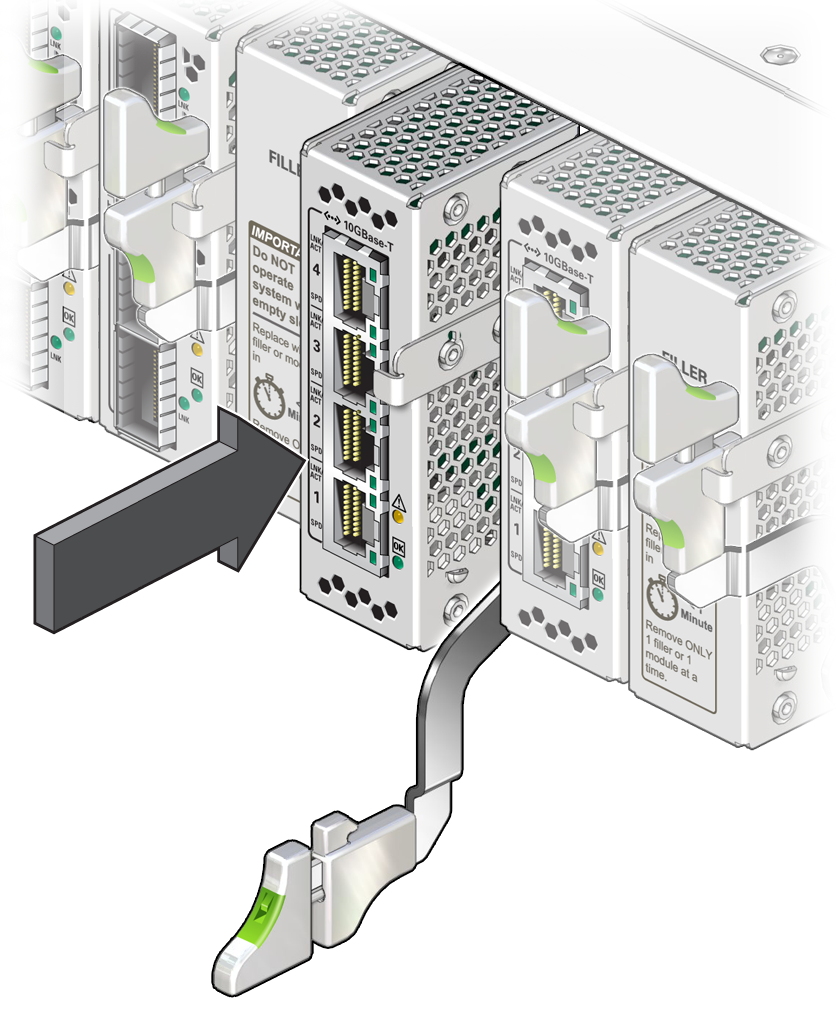 image:示意图显示将模块滑入。
