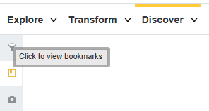 Shows the location of the bookmarks icon on the Discover page.