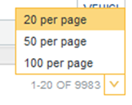 Results per page popup for a component