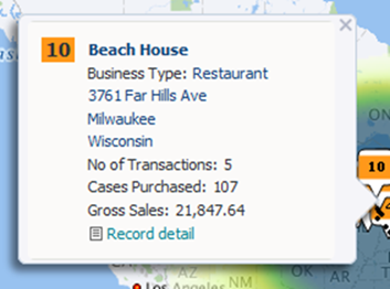 Excerpt from a Map component showing the details pop-up for a location