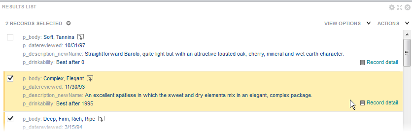 Example of a Results List component