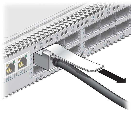 image:Illustration shows the InfiniBand cable being removed.