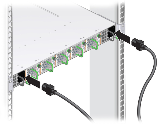 image:Illustration shows the power cords being attached.