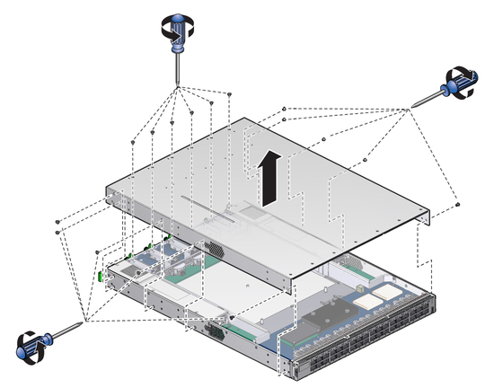image:Illustration shows the chassis cover being removed.