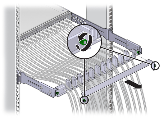 image:Illustration shows the cable management bracket cover being removed.