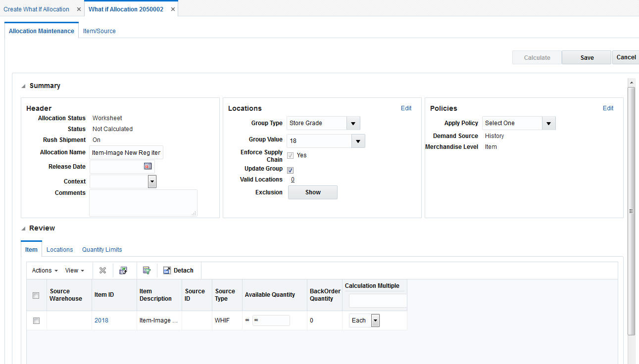 Allocation Maintenance Window