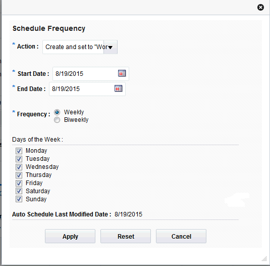Schedule frequency window