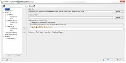 Edit WAR Deployment Profile