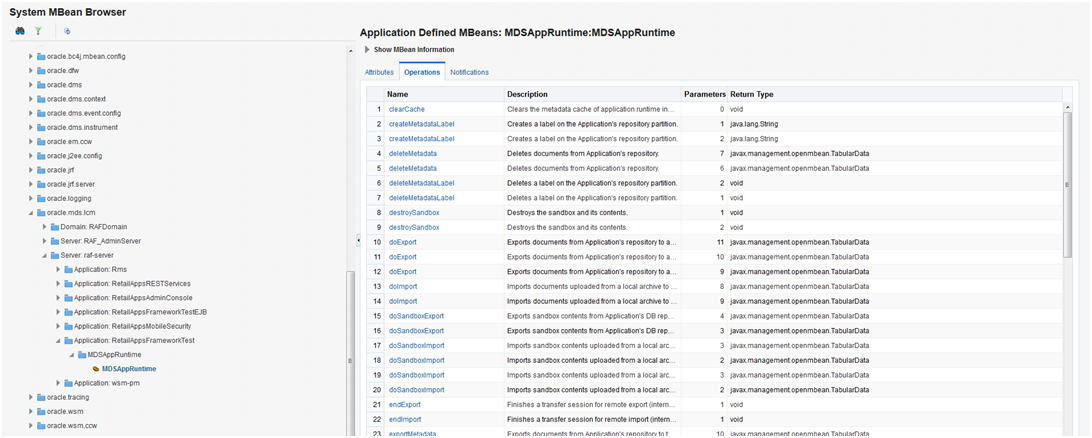 MBean Browser Operations