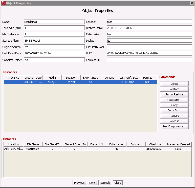 Object Properties Screen