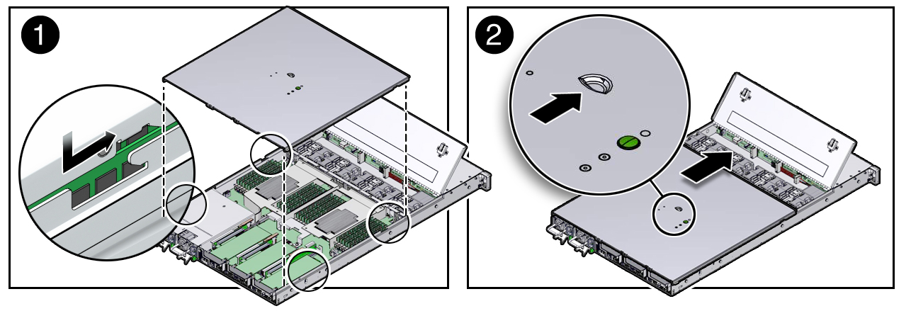 上部カバーを交換する Sparc S7 2 サーバーサービスマニュアル
