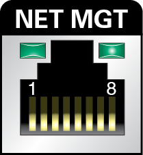image:NET MGT ポートのピンの番号を示す図。