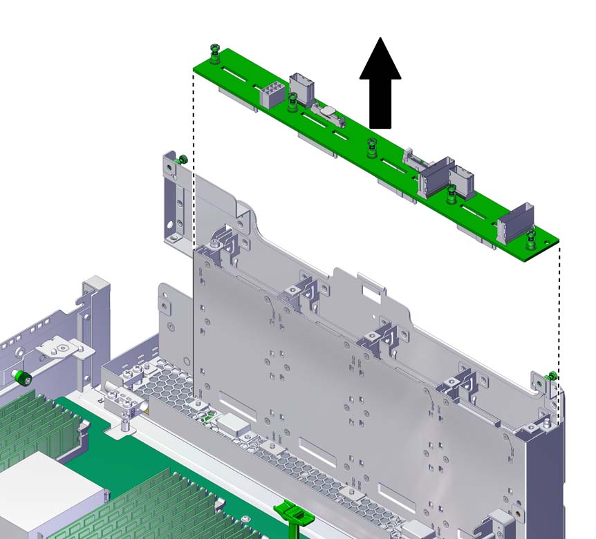 image:図は、ドライブバックプレーンを取り外す様子を示しています。