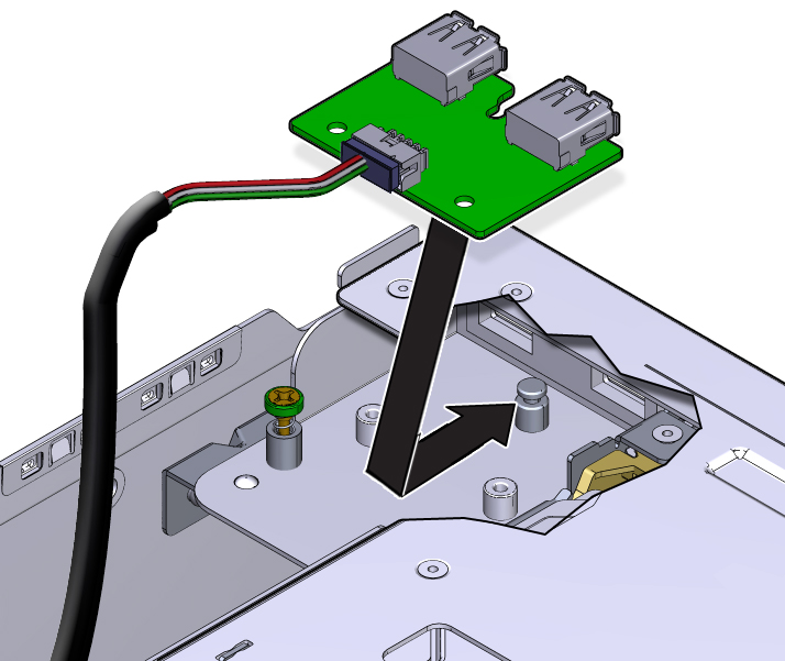image:図は、USB ボードを取り付ける様子を示しています。