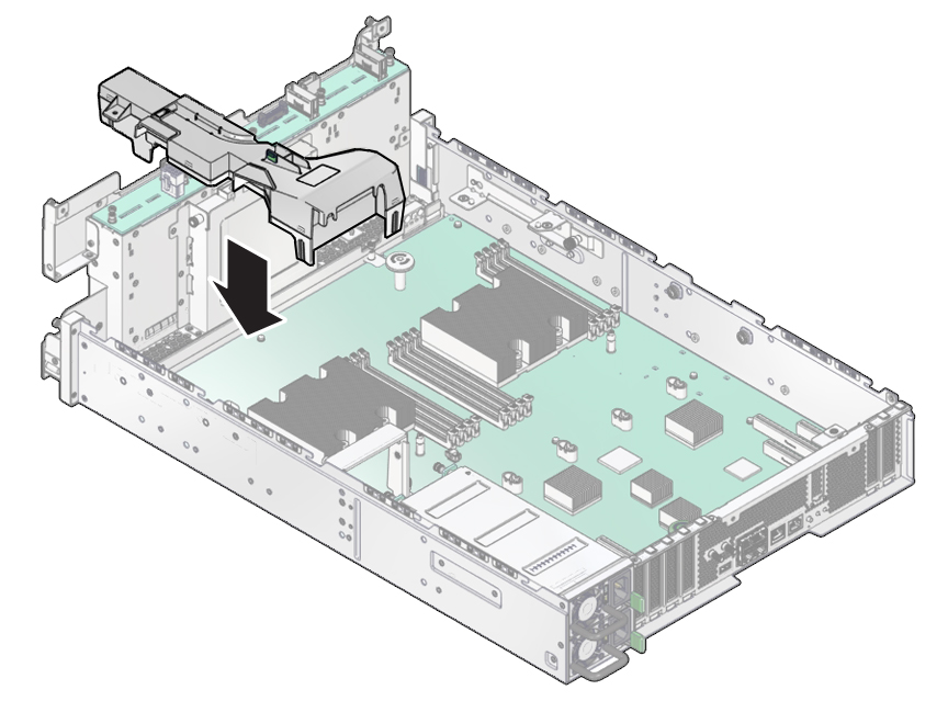 image:図は、PSU ダクトを取り付ける様子を示しています。