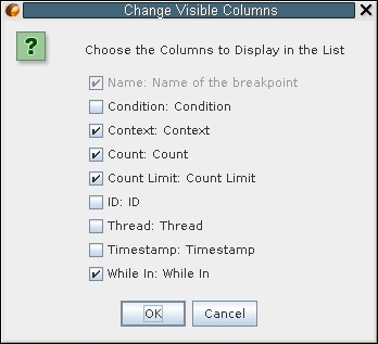 image:Change Visible Columns dialog                                                   box