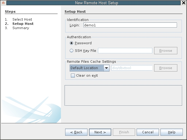 image:Setup host page in New Remote Host Setup                                                   dialog box