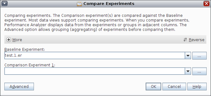image:Compare Experiments dialog box.