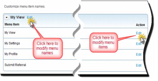 「メニュー項目」ページ