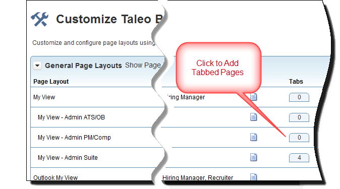 ページのレイアウトを行うための「タブ」アイコン