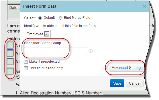 フォーム・フィールド変更時の「拡張設定」ボタン