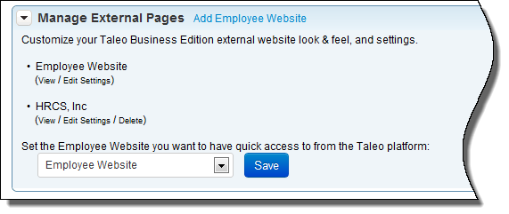 「従業員Webサイト」ドロップダウン